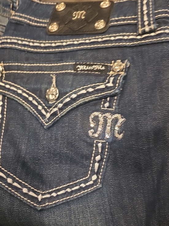 Miss Me Denim - Miss Me Dark Blue Denim Jeans with Embellished 'M' Pocket